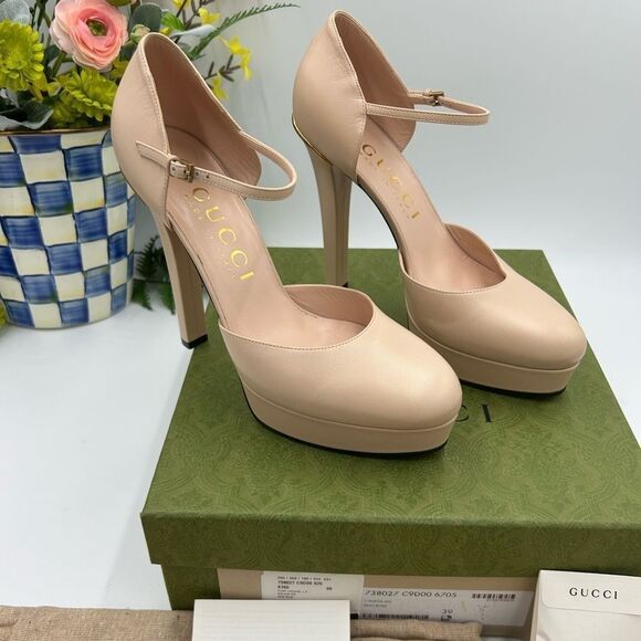 Women’s Gucci, leather platform pumps size 39 made in Italy - Picture 1 of 10